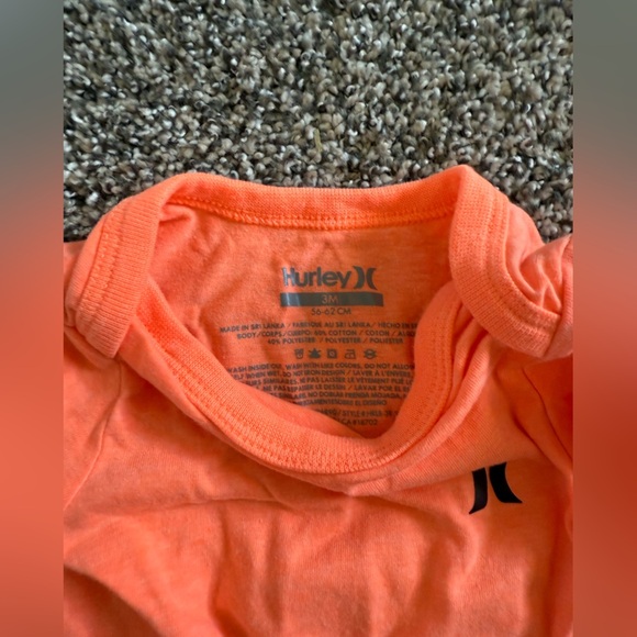 5/$10-Hurley Baby Boy Orange Onesie Bodysuit Size 3 Month - Picture 2 of 2
